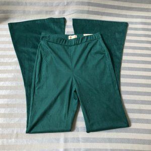 NWT - SO Green stretch faux suede high-rise flare pants